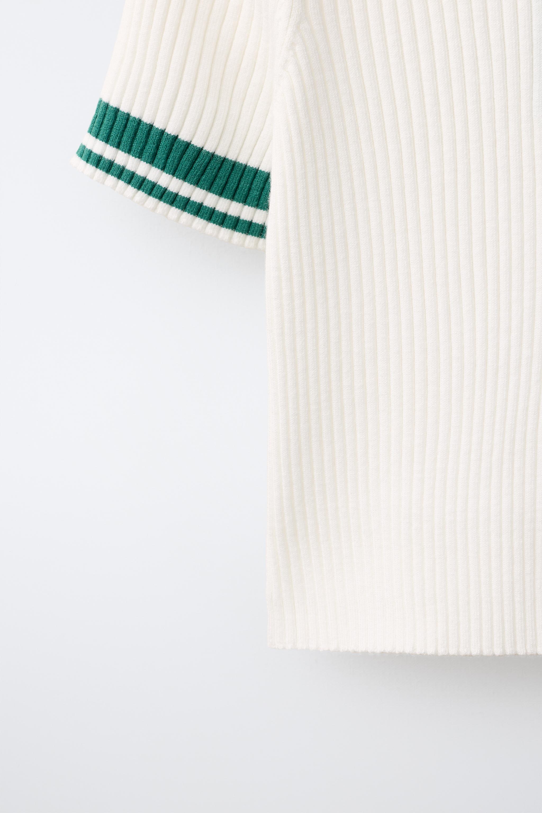 CONTRAST ZIP RIBBED POLO